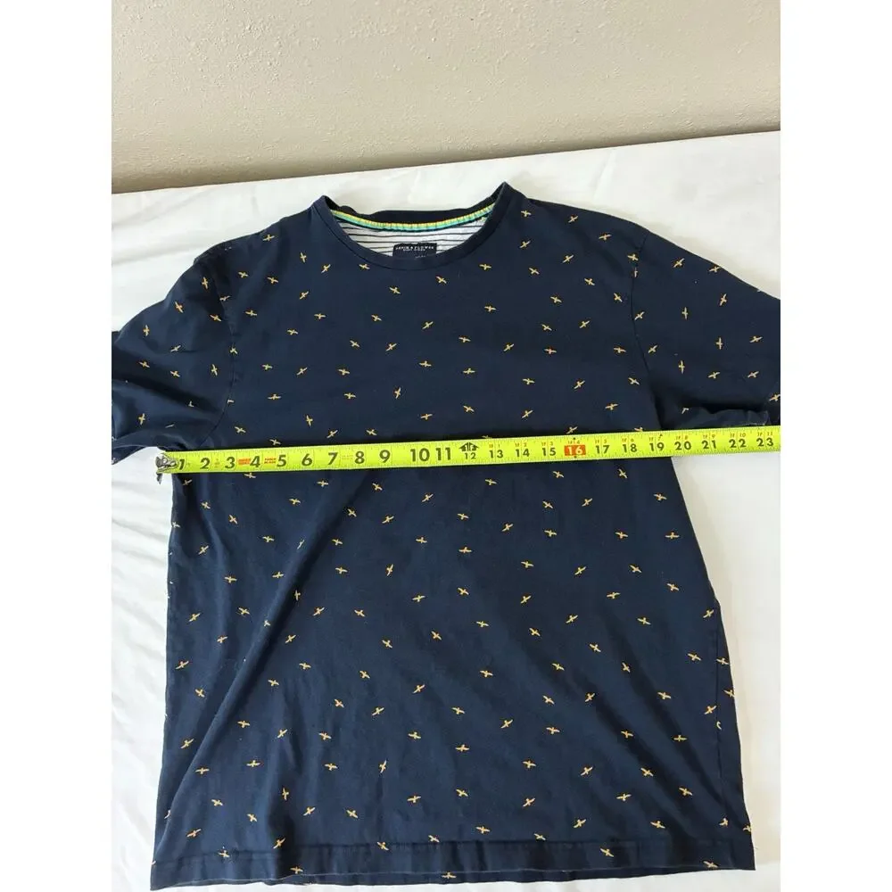Santa Monica Denim & Flower Ricky Singh Navy Bird Print T-shirt Large